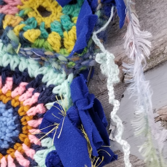 Textile Art Hanging Mixed Media Freeform Crochet - Picture 5 of 5